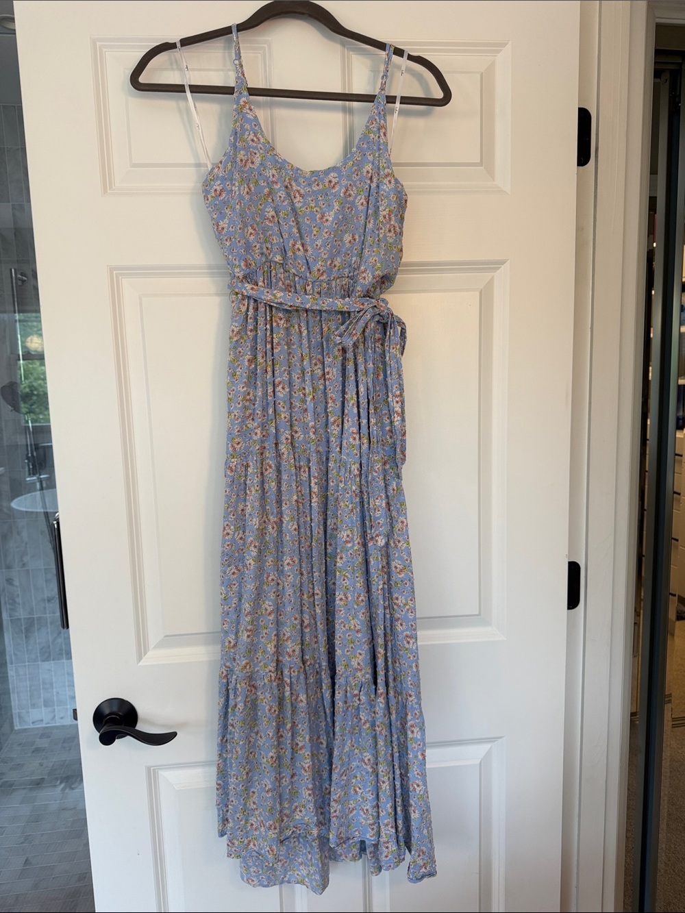 Lulu's Light Blue Floral Spaghetti-Strap Maxi Dress